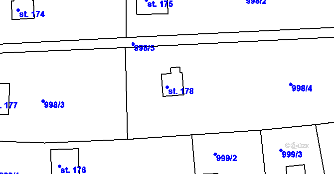 Parcela st. 178 v KÚ Pňovany, Katastrální mapa