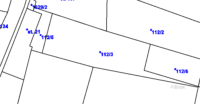 Parcela st. 112/3 v KÚ Pňovany, Katastrální mapa