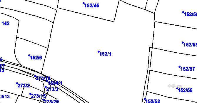 Parcela st. 152/1 v KÚ Pňovany, Katastrální mapa