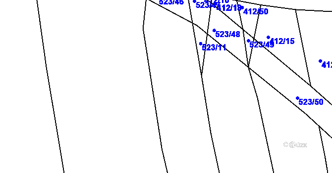 Parcela st. 523/3 v KÚ Pňovany, Katastrální mapa