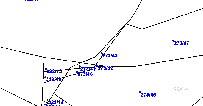 Parcela st. 273/43 v KÚ Pňovany, Katastrální mapa