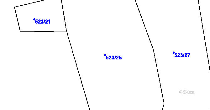 Parcela st. 523/25 v KÚ Pňovany, Katastrální mapa