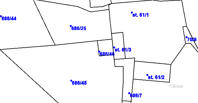 Parcela st. 686/46 v KÚ Pňovany, Katastrální mapa