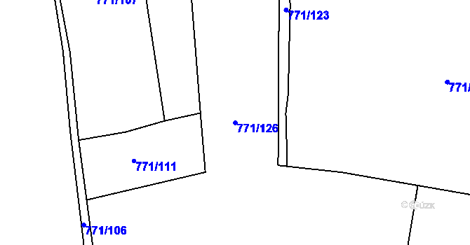 Parcela st. 771/126 v KÚ Pňovany, Katastrální mapa