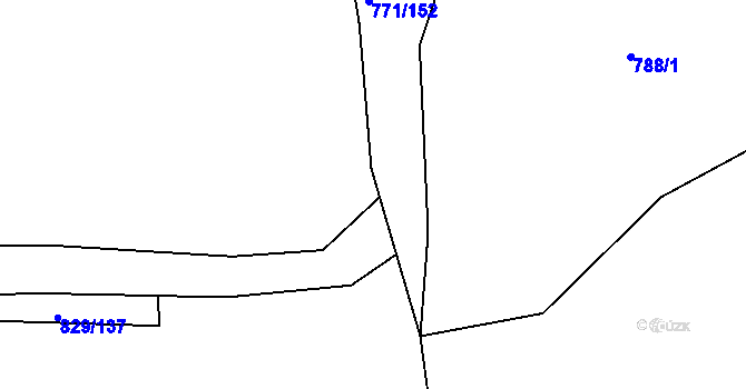 Parcela st. 771/151 v KÚ Pňovany, Katastrální mapa