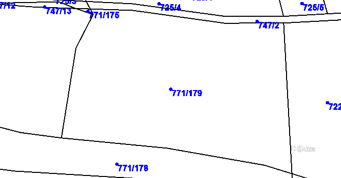 Parcela st. 771/179 v KÚ Pňovany, Katastrální mapa