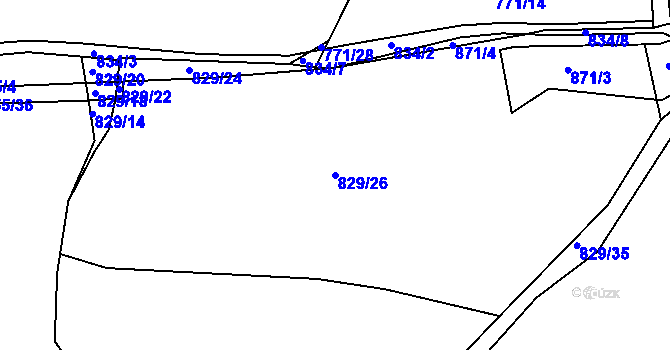 Parcela st. 829/26 v KÚ Pňovany, Katastrální mapa