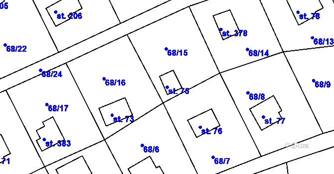 Parcela st. 75 v KÚ Dolany u Stříbra, Katastrální mapa