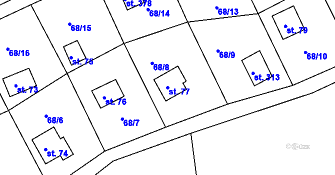 Parcela st. 77 v KÚ Dolany u Stříbra, Katastrální mapa