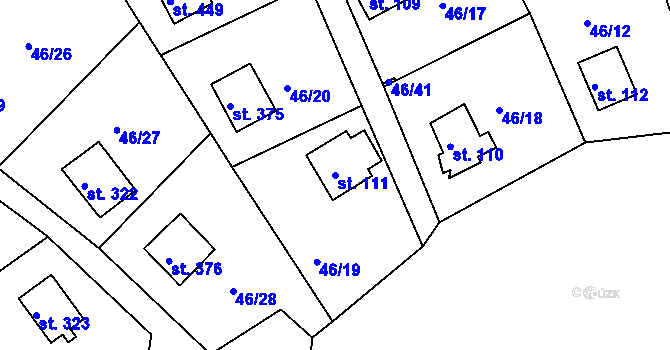 Parcela st. 111 v KÚ Dolany u Stříbra, Katastrální mapa