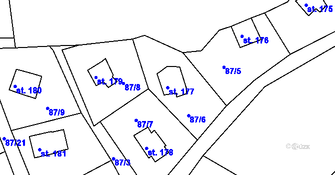 Parcela st. 177 v KÚ Dolany u Stříbra, Katastrální mapa