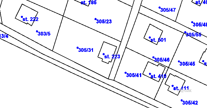 Parcela st. 223 v KÚ Dolany u Stříbra, Katastrální mapa
