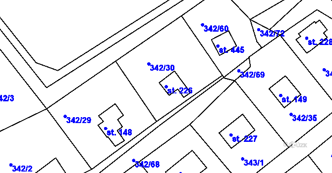 Parcela st. 226 v KÚ Dolany u Stříbra, Katastrální mapa