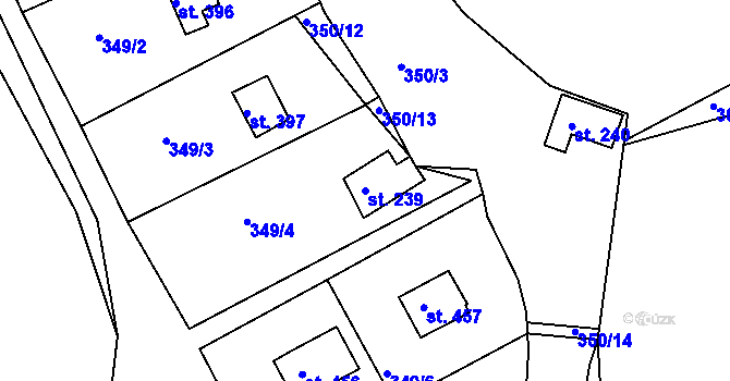 Parcela st. 239 v KÚ Dolany u Stříbra, Katastrální mapa