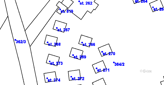 Parcela st. 266 v KÚ Dolany u Stříbra, Katastrální mapa