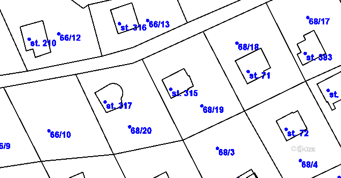 Parcela st. 315 v KÚ Dolany u Stříbra, Katastrální mapa