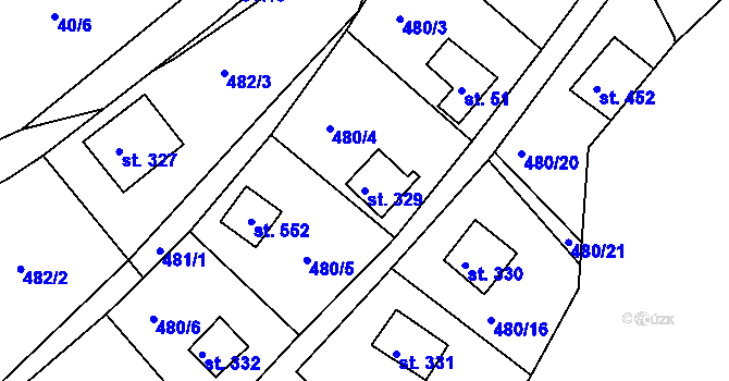 Parcela st. 329 v KÚ Dolany u Stříbra, Katastrální mapa