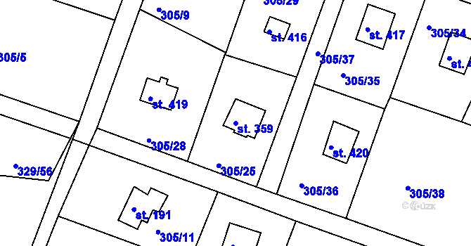 Parcela st. 359 v KÚ Dolany u Stříbra, Katastrální mapa