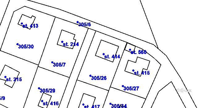 Parcela st. 414 v KÚ Dolany u Stříbra, Katastrální mapa