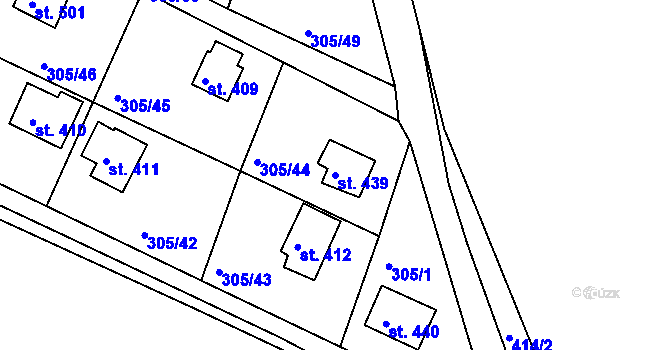 Parcela st. 439 v KÚ Dolany u Stříbra, Katastrální mapa