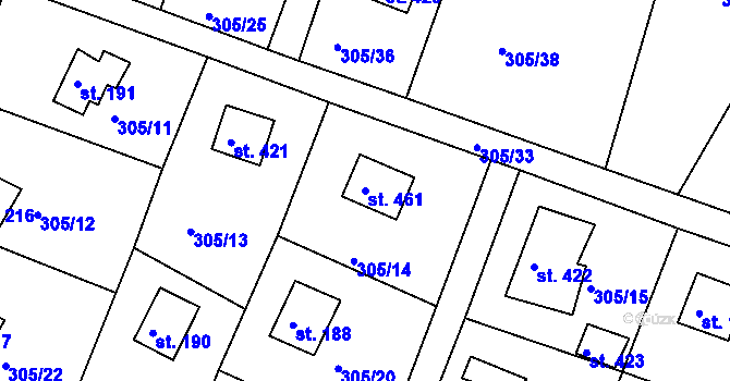 Parcela st. 461 v KÚ Dolany u Stříbra, Katastrální mapa