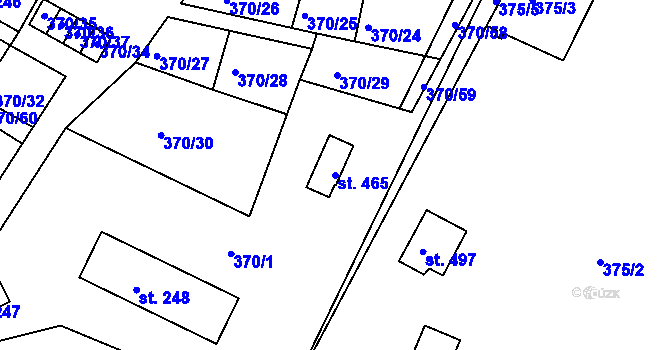 Parcela st. 465 v KÚ Dolany u Stříbra, Katastrální mapa