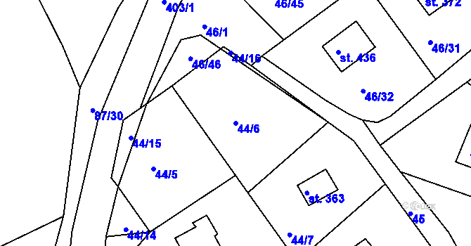 Parcela st. 44/6 v KÚ Dolany u Stříbra, Katastrální mapa