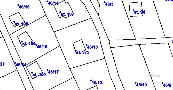 Parcela st. 46/13 v KÚ Dolany u Stříbra, Katastrální mapa