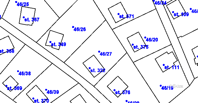 Parcela st. 46/27 v KÚ Dolany u Stříbra, Katastrální mapa