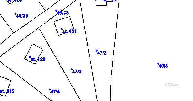 Parcela st. 47/2 v KÚ Dolany u Stříbra, Katastrální mapa