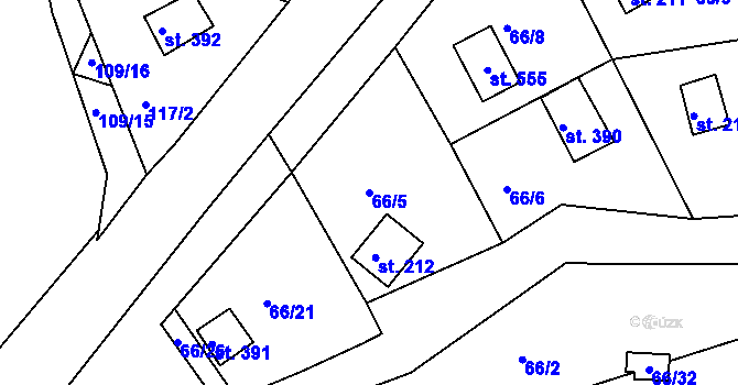 Parcela st. 66/5 v KÚ Dolany u Stříbra, Katastrální mapa