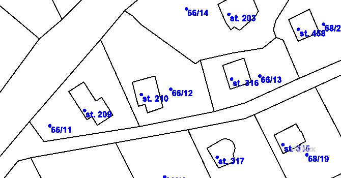 Parcela st. 66/12 v KÚ Dolany u Stříbra, Katastrální mapa