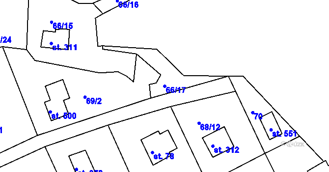 Parcela st. 66/17 v KÚ Dolany u Stříbra, Katastrální mapa