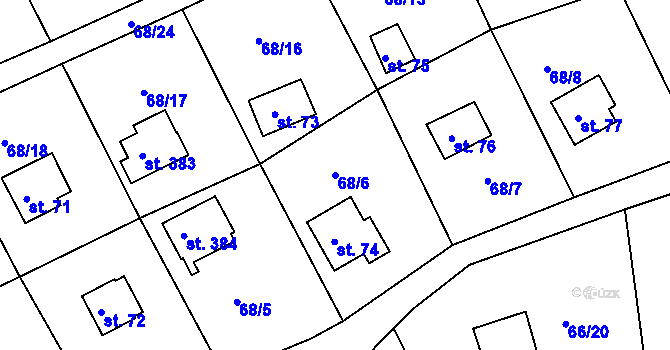 Parcela st. 68/6 v KÚ Dolany u Stříbra, Katastrální mapa