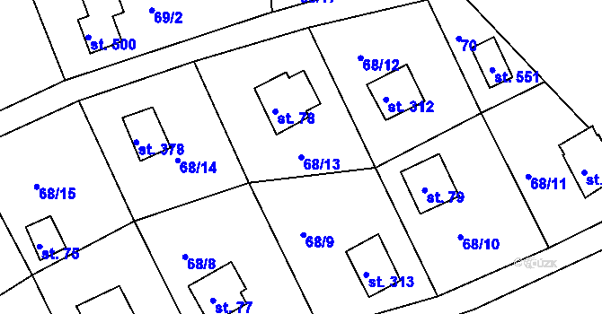 Parcela st. 68/13 v KÚ Dolany u Stříbra, Katastrální mapa