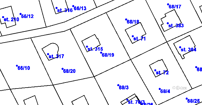 Parcela st. 68/19 v KÚ Dolany u Stříbra, Katastrální mapa
