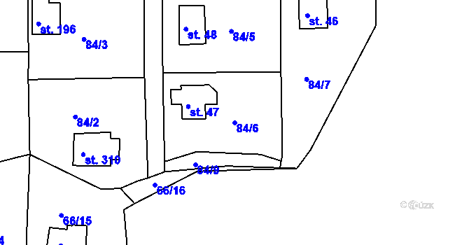 Parcela st. 84/6 v KÚ Dolany u Stříbra, Katastrální mapa