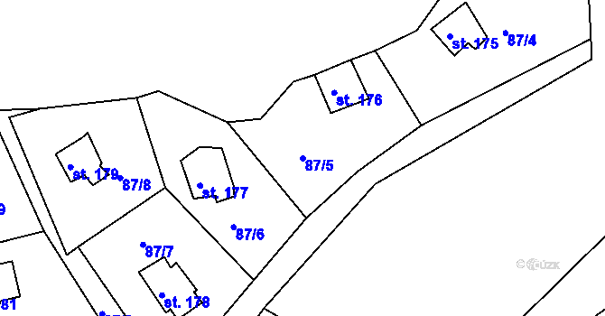 Parcela st. 87/5 v KÚ Dolany u Stříbra, Katastrální mapa