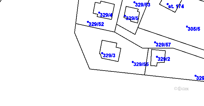 Parcela st. 329/3 v KÚ Dolany u Stříbra, Katastrální mapa