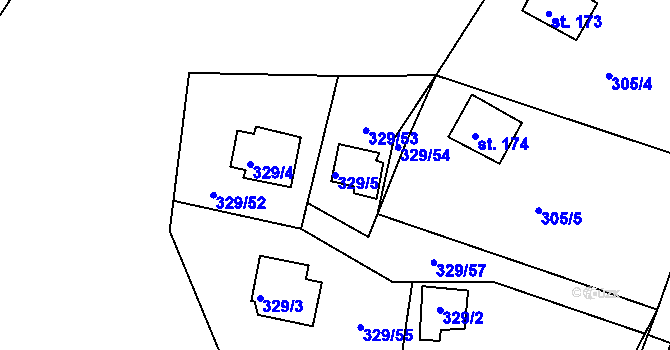 Parcela st. 329/5 v KÚ Dolany u Stříbra, Katastrální mapa