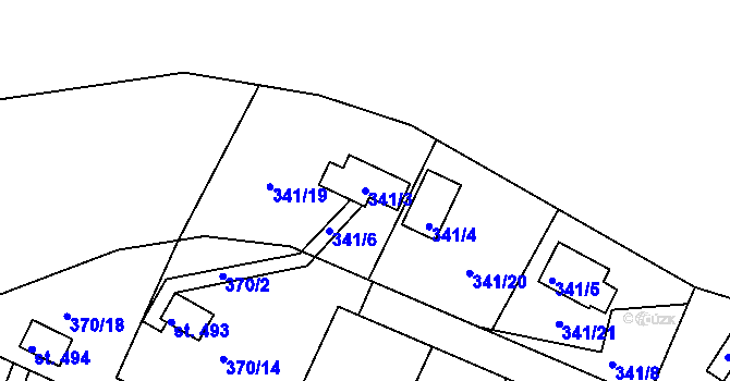 Parcela st. 341/3 v KÚ Dolany u Stříbra, Katastrální mapa