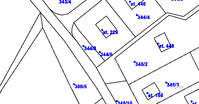 Parcela st. 344/5 v KÚ Dolany u Stříbra, Katastrální mapa