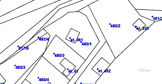 Parcela st. 480/1 v KÚ Dolany u Stříbra, Katastrální mapa