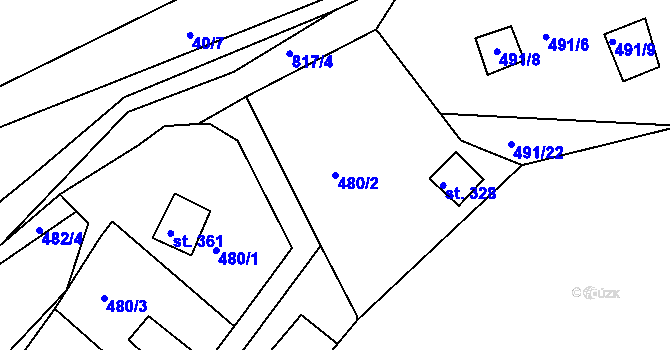 Parcela st. 480/2 v KÚ Dolany u Stříbra, Katastrální mapa