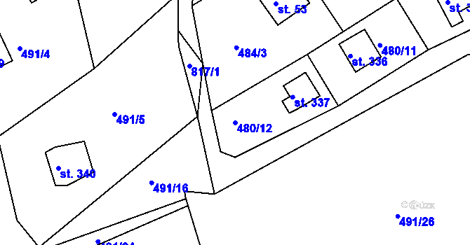 Parcela st. 480/12 v KÚ Dolany u Stříbra, Katastrální mapa