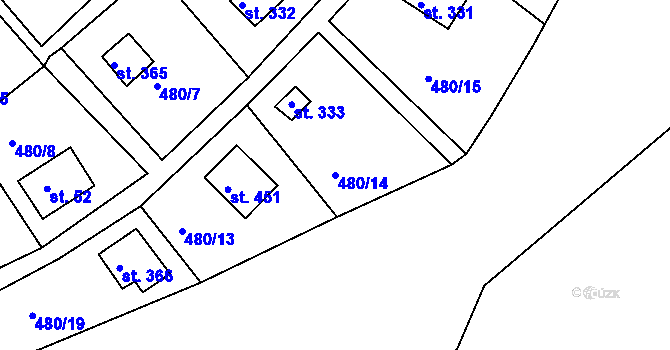 Parcela st. 480/14 v KÚ Dolany u Stříbra, Katastrální mapa