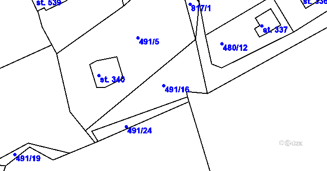 Parcela st. 491/16 v KÚ Dolany u Stříbra, Katastrální mapa