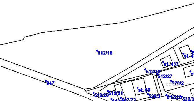 Parcela st. 512/18 v KÚ Dolany u Stříbra, Katastrální mapa
