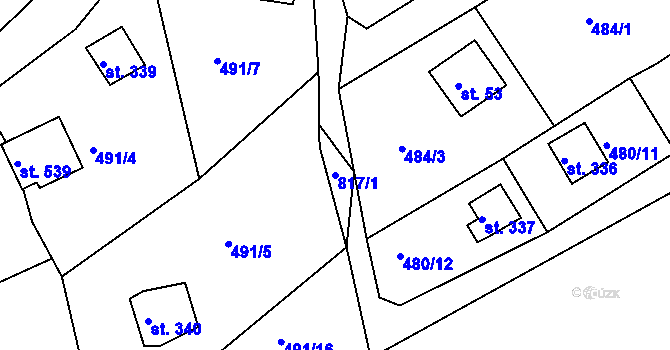Parcela st. 817/1 v KÚ Dolany u Stříbra, Katastrální mapa