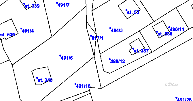 Parcela st. 817/2 v KÚ Dolany u Stříbra, Katastrální mapa